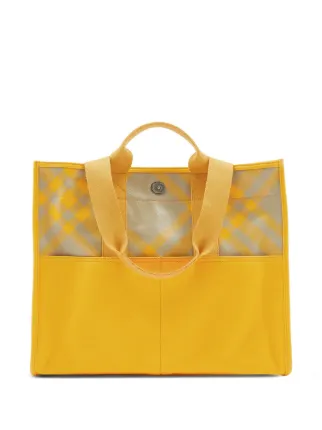 Burberry plaid check Cotton Tote Bag Yellow FARFETCH TR