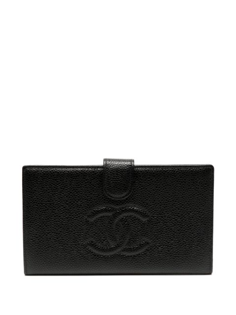 CHANEL 2002 CC stitch long bifold wallet Women