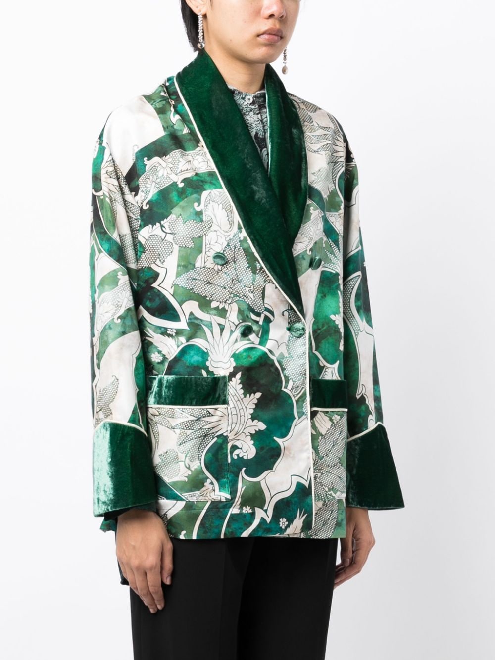 Shop F.r.s For Restless Sleepers Graphic-print Shawl-lapels Blazer In Green