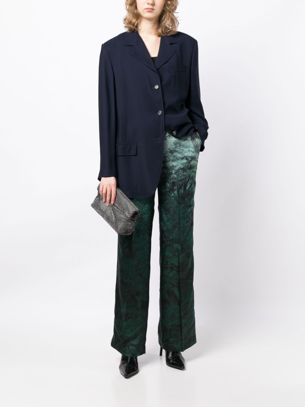 F.R.S For Restless Sleepers Atti forest-print silk trousers - Groen