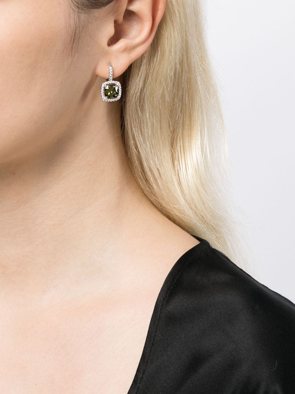 Shop Apm Monaco Crystal-embellished Square Hoop Earrings In Silver