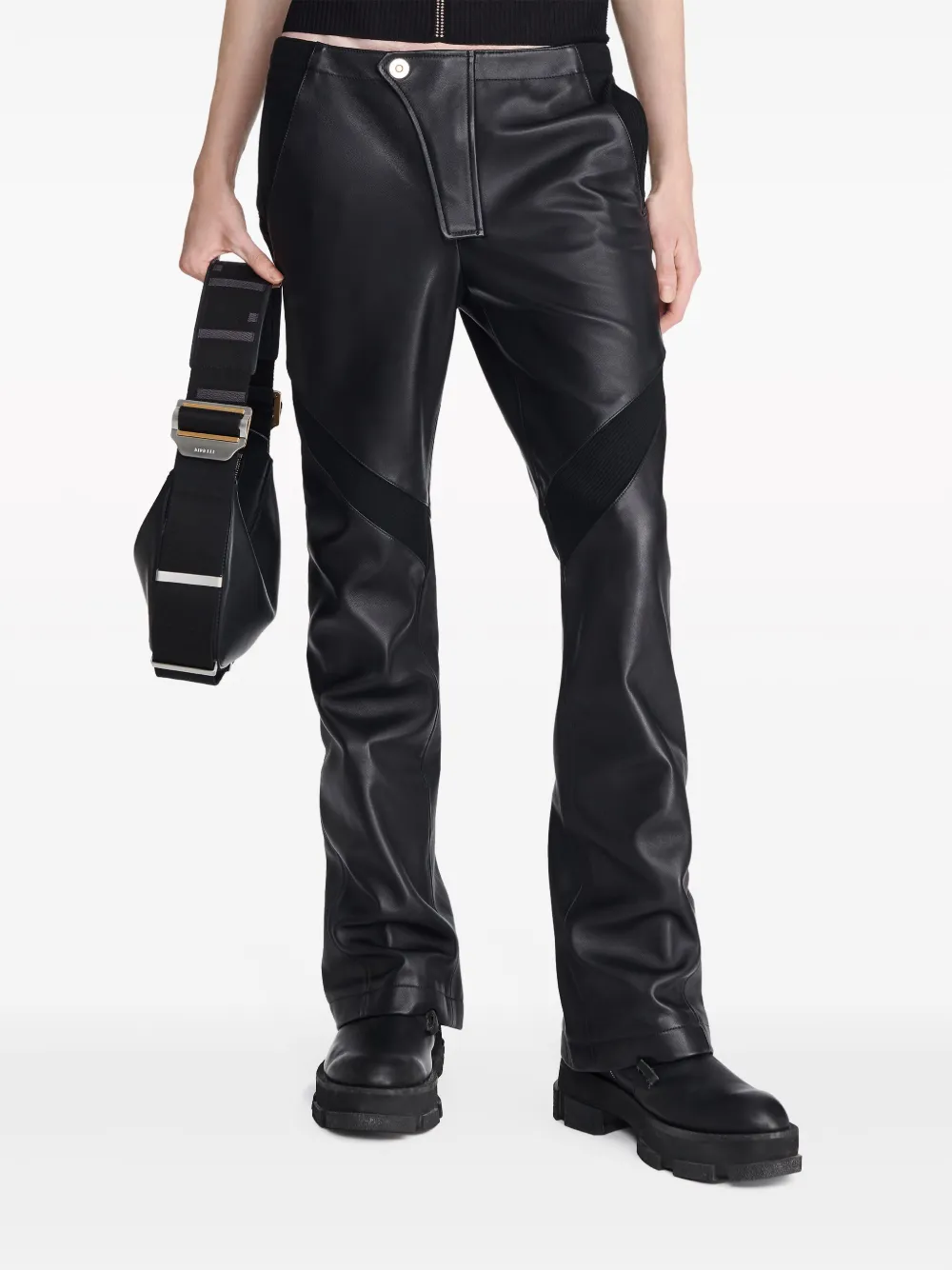 Shop Dion Lee Panelled Leather Trousers In Black