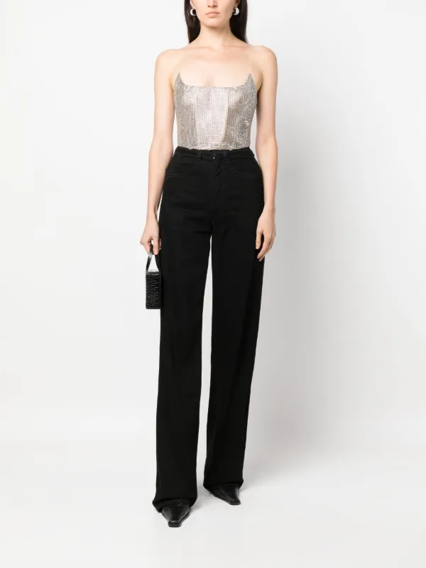 【Giuseppe Di Morabito】ローズ柄コットンブレンドトップス Bustier Studded With Crystals