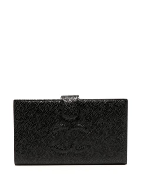 CHANEL 2003 CC stitch long bifold wallet Women