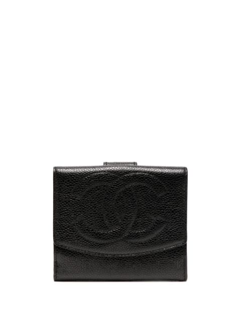 HOT SALE CHANEL 1997 CC stitch flap bifold wallet Women