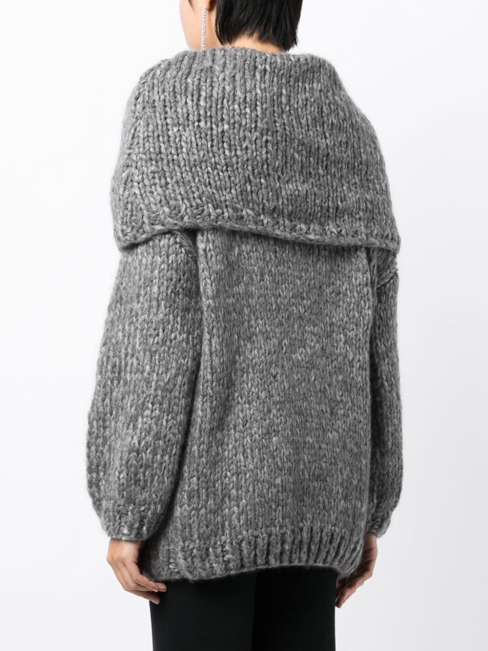 Shop Wild Cashmere Turn-up Brim Chunky-knit Jumper In Grey