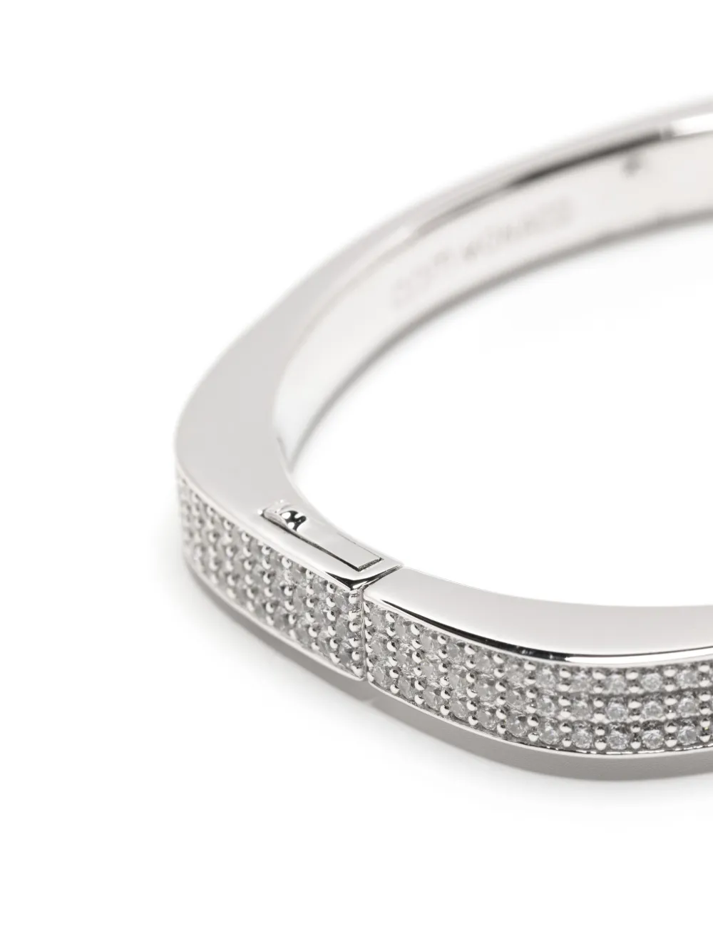 Apm Monaco Polished-finish Pavé Bracelet In Silver
