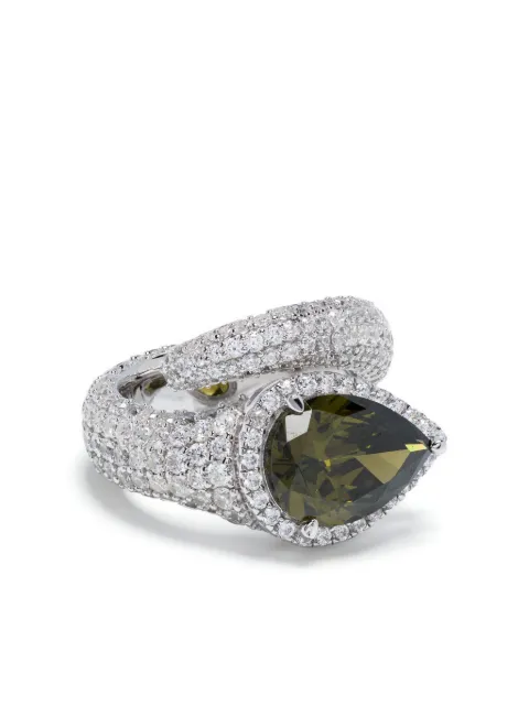 APM Monaco pear-cut pave wrap ring