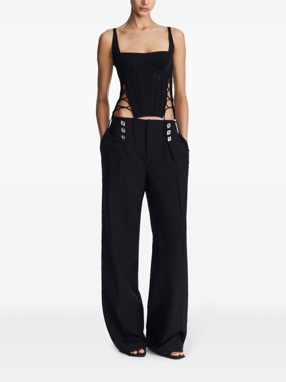 Dion Lee diamond-stud tailored trousers - Zwart