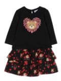 Moschino Kids Teddy Bear-motif jersey-fleece dress - Black