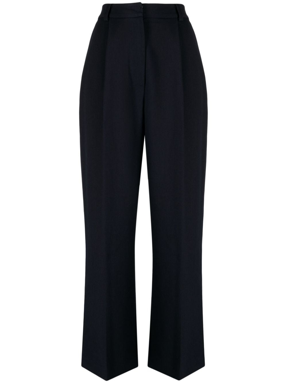 Shop Studio Tomboy Pleat-detailing Cropped Trousers In Blue
