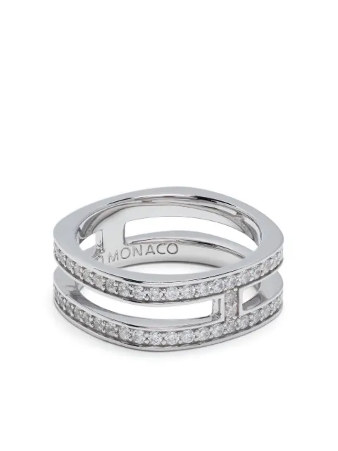 APM Monaco double-line pavé embellished ring