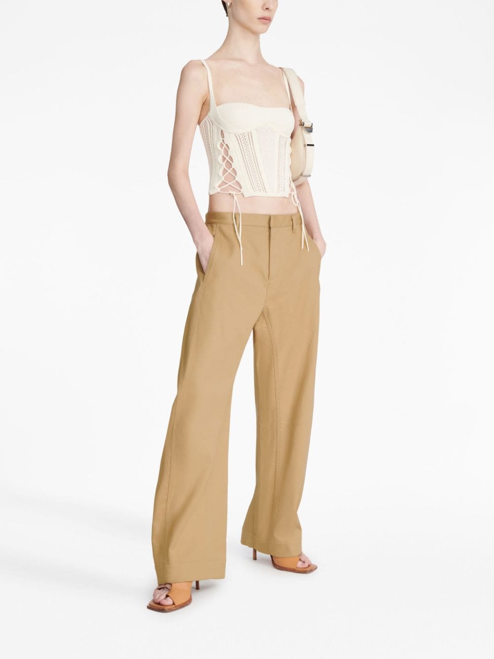 Shop Dion Lee Arch Panel Tapered-leg Trousers In Neutrals