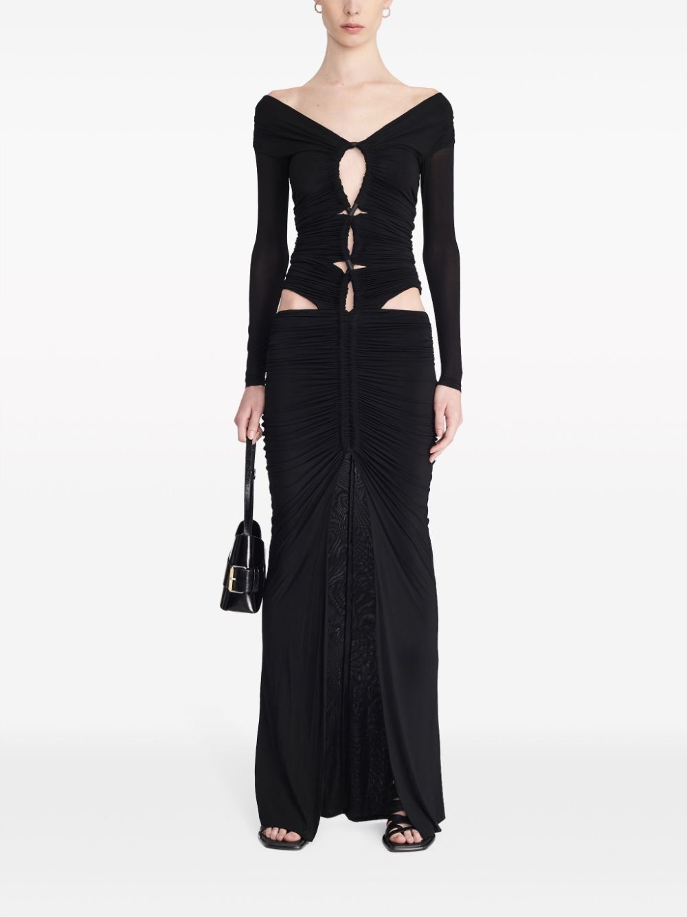 Shop Dion Lee Ouroboros Long-sleeve Maxi Dress In Schwarz