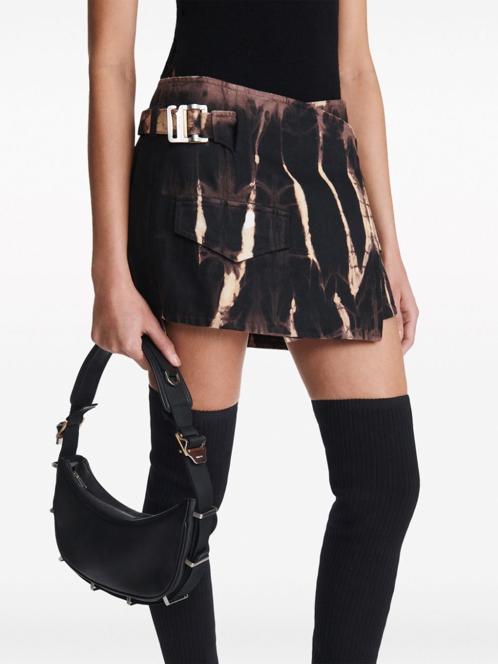 Shop Dion Lee Graphic-print Denim Miniskirt In Schwarz