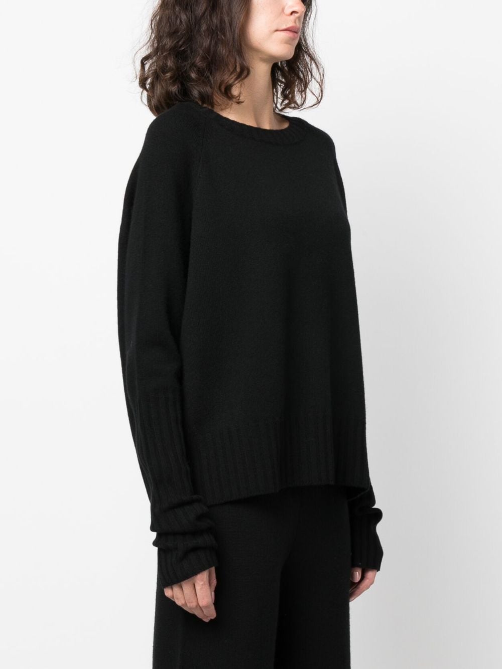 Shop Wild Cashmere Susanne Fine-knit Crew-neck Jumper In 黑色
