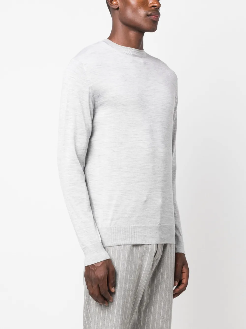 Eleventy Fine-knit Wool-blend Jumper In Grey