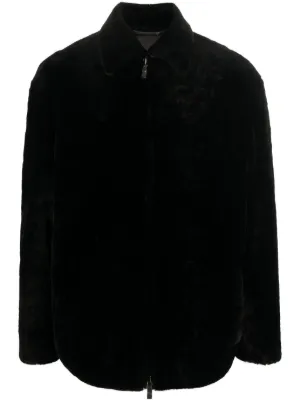 Giorgio Armani velour effect Shearling Shirt Jacket Farfetch