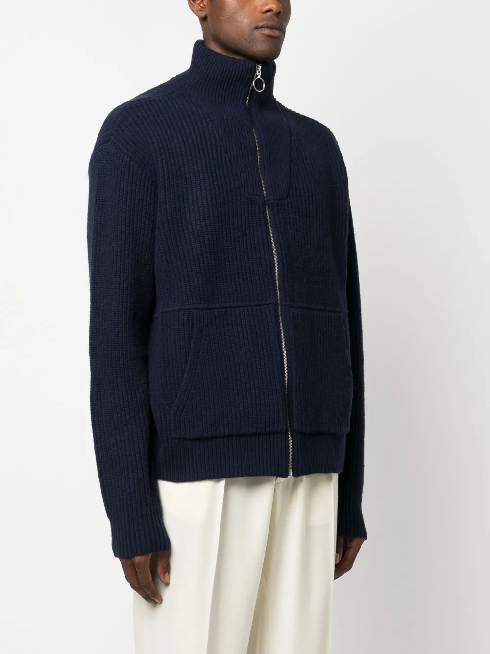 Axel Arigato Zip-up Wool Cardigan In Blue