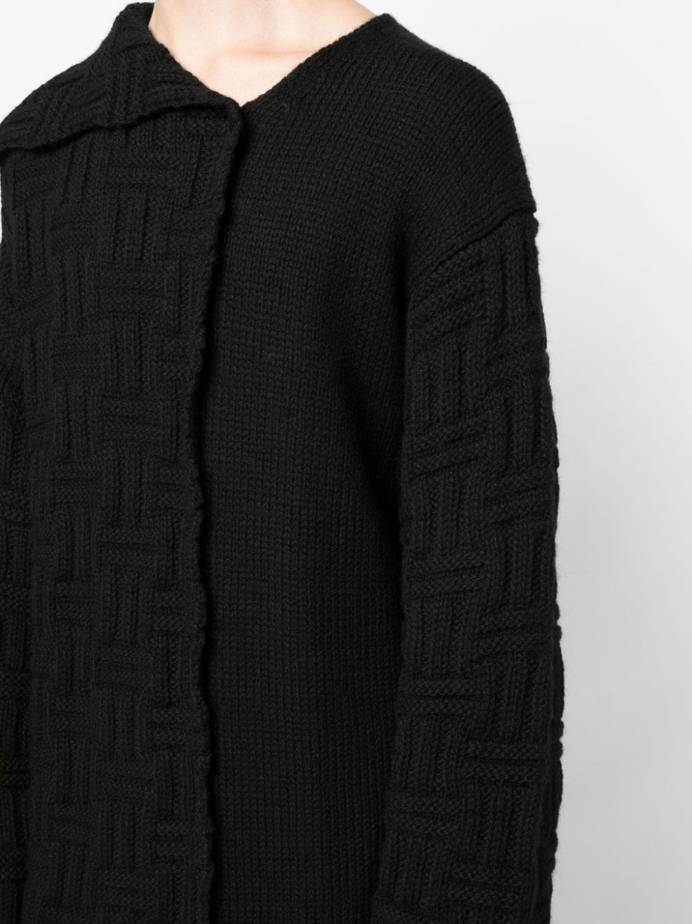 Shop Yohji Yamamoto Asymmetric Wool Jumper In Black