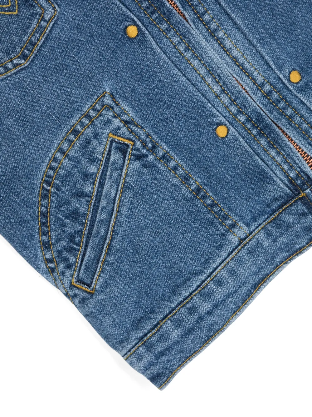  Mini Rodini Pockets Organic-cotton Denim Gilet - Blue 