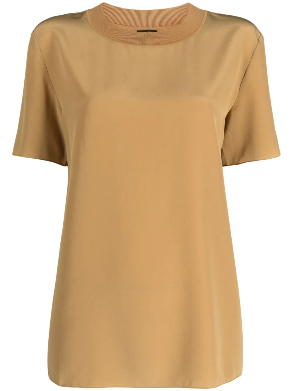 Joseph Silk-satin Crew-neck T-shirt In Brown