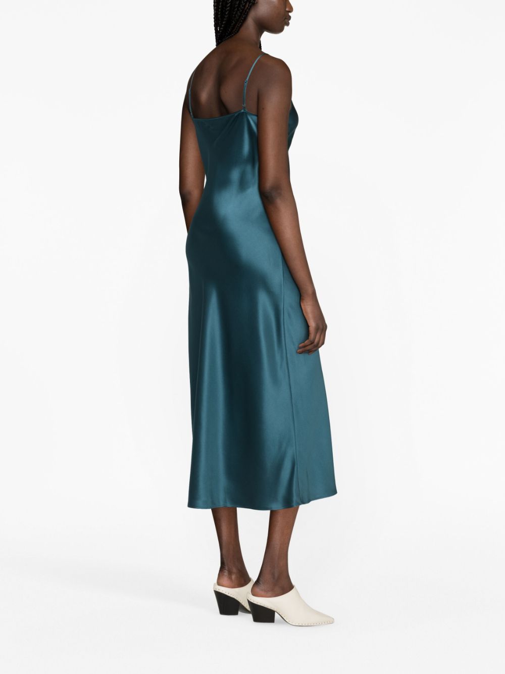 Shop Joseph Clea Silk-satin Midi Dress In Blue