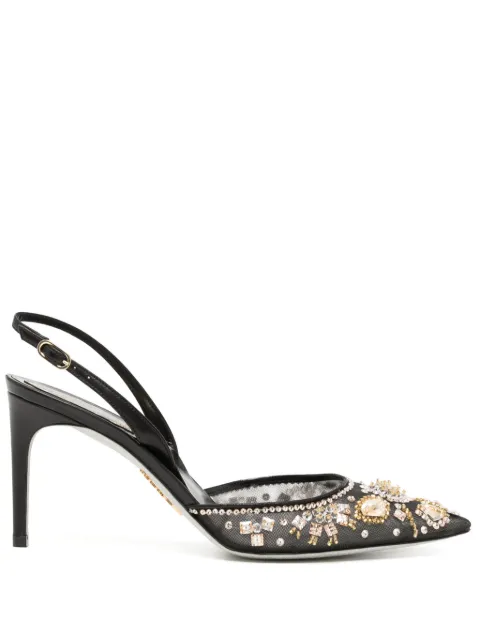 René Caovilla Aretha 70mm crystal-embellished slingback pumps