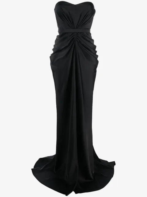 Ana Radu vestido de fiesta estilo strapless con diseño fruncido