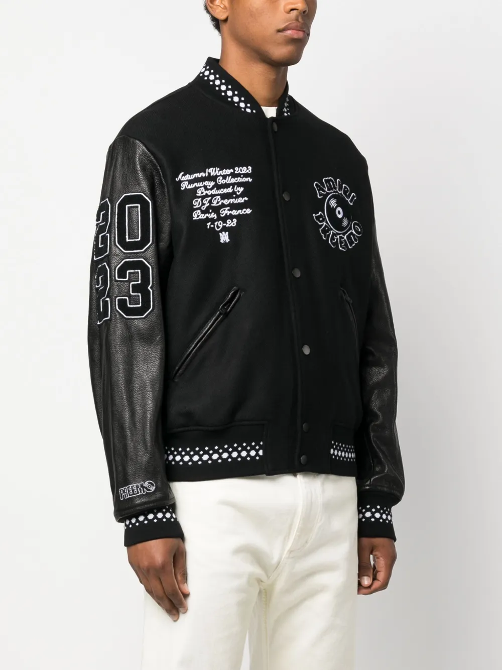 ★関税・送料込み★【AMIRI】MA ロゴ Varsity ジャケット AMIRI logo-patch Varsity Jacket | Black | FARFETCH