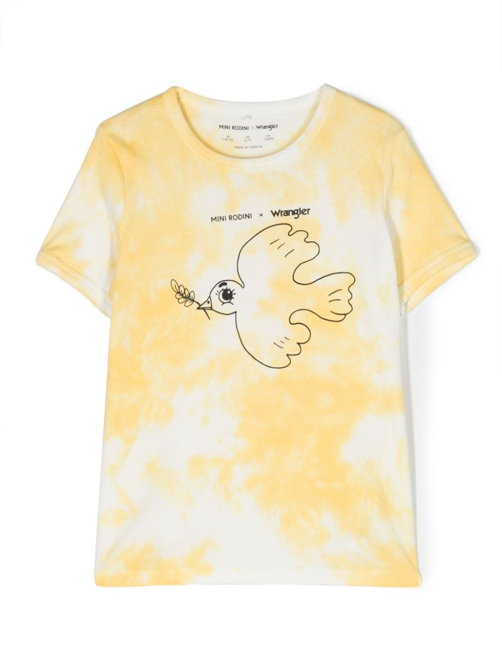 Mini Rodini Kids' X Wrangler Peace Dove 扎染t恤 In Yellow