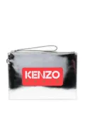 Kenzo Iconic logo-print metallic-leather clutch bag - Silver