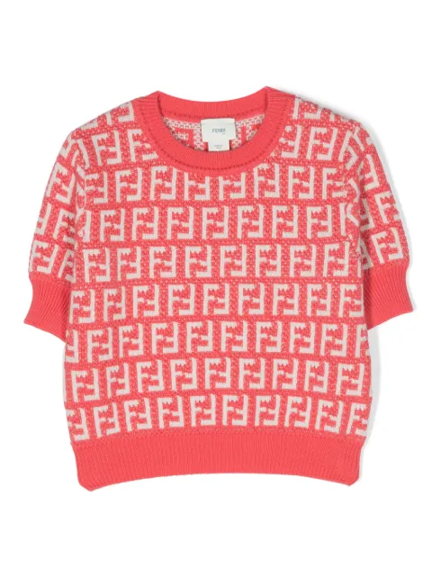 Fendi Kids FF-print cotton-wool blend top
