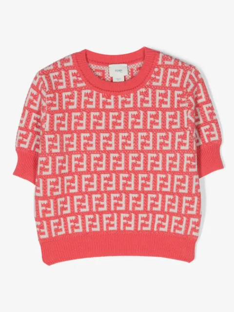 Fendi Kids FF-print cotton-wool blend top
