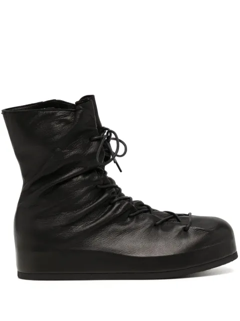 Yohji Yamamoto Bota cano curto de couro efeito amassado