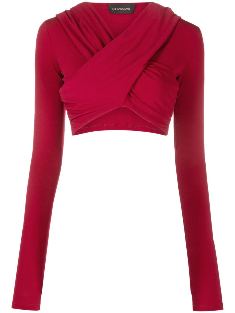 The Andamane Narissa Draped Cropped Top In Ruby