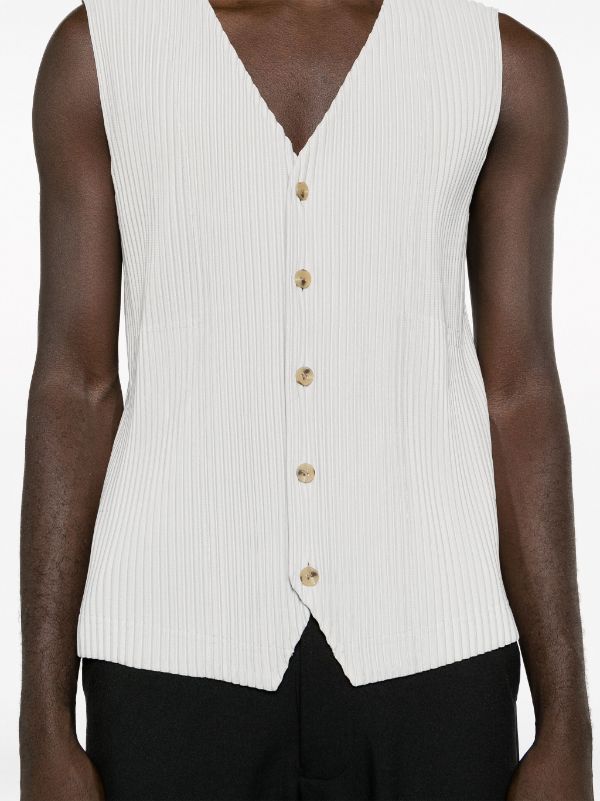 Homme Plissé Issey Miyake V-neck Pleated Tank Top - Farfetch