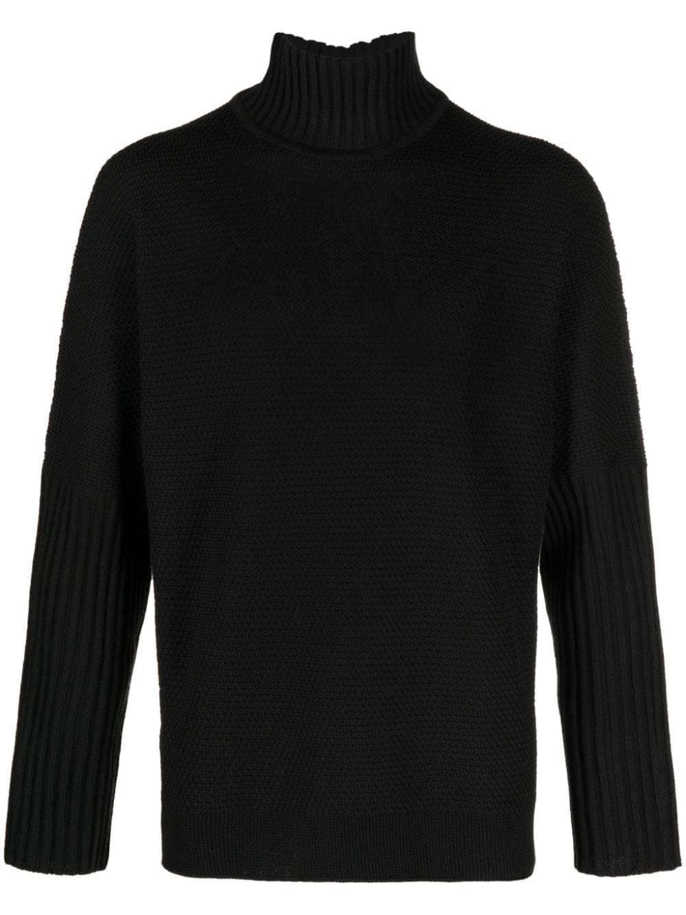 issey miyake pull en maille à col montant - noir