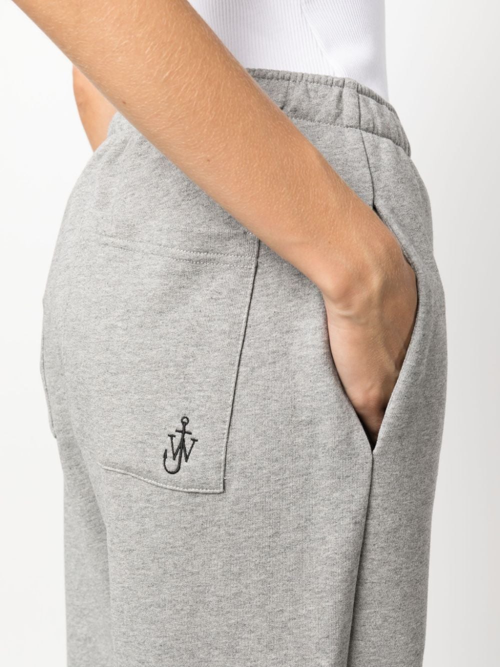 Shop Jw Anderson Logo-embroidered Organic Cotton Track Trousers In Grau