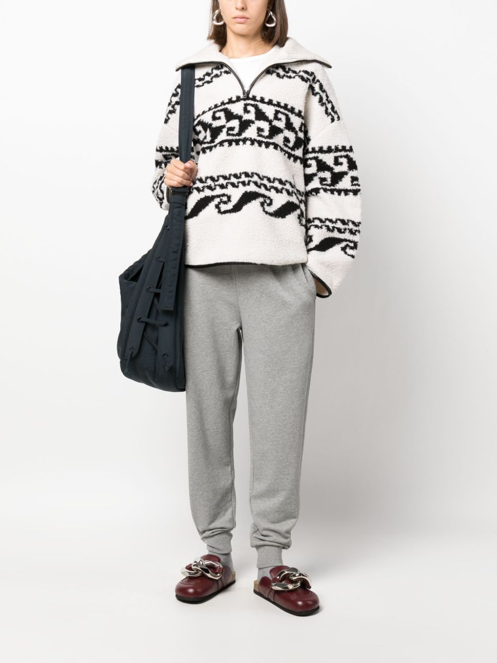 JW Anderson logo-embroidered organic cotton track trousers - Grijs
