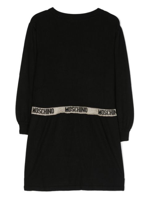 logo-waistband long-sleeve dress