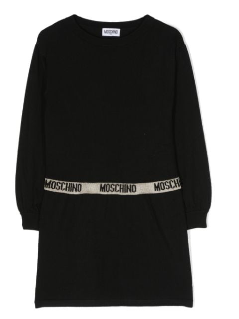 logo-waistband long-sleeve dress