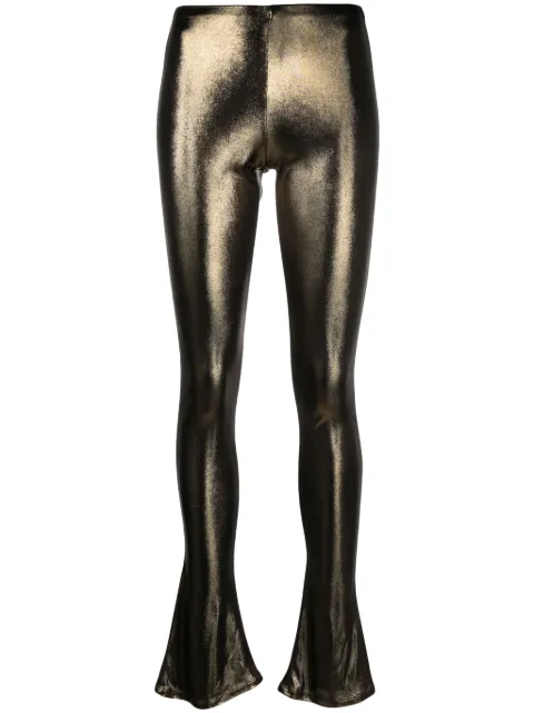 Blumarine laminated-finish puddle-hem leggings 