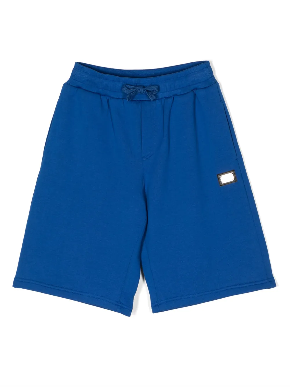 Dolce & Gabbana Logo-plaque Drawstring Jersey Shorts In Blue