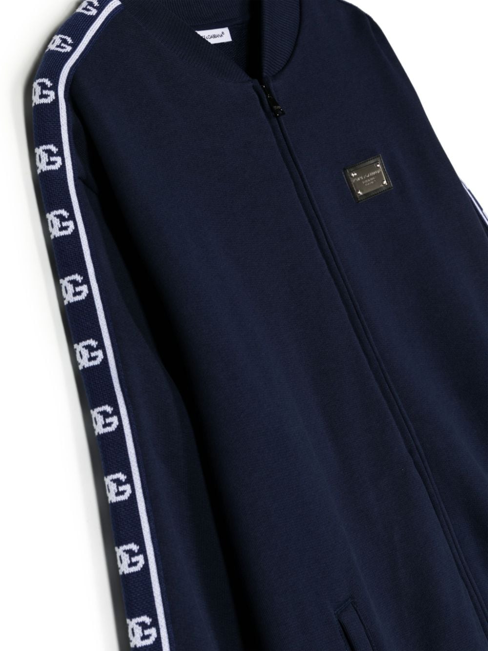 Shop Dolce & Gabbana Logo-stripes Zip-up Sweatshirt In Blue