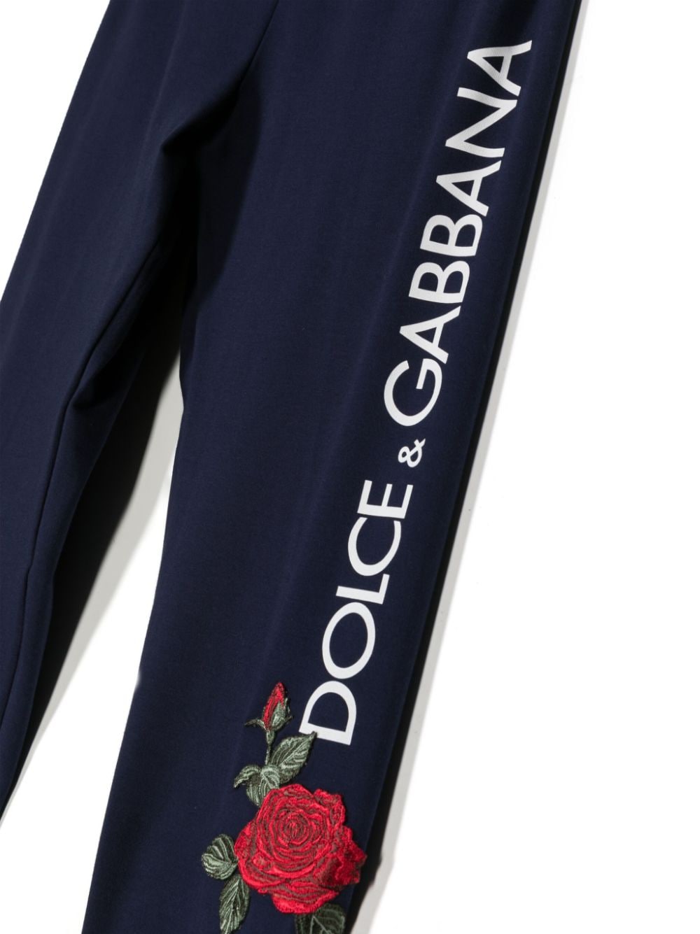 Shop Dolce & Gabbana Rose Logo-print Leggings In Blue