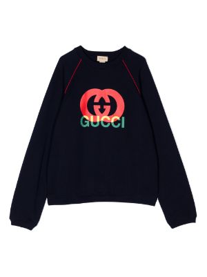 売れ済GUCCI チルドレン キッズ 黒 ロゴ フーディー 8years トップス