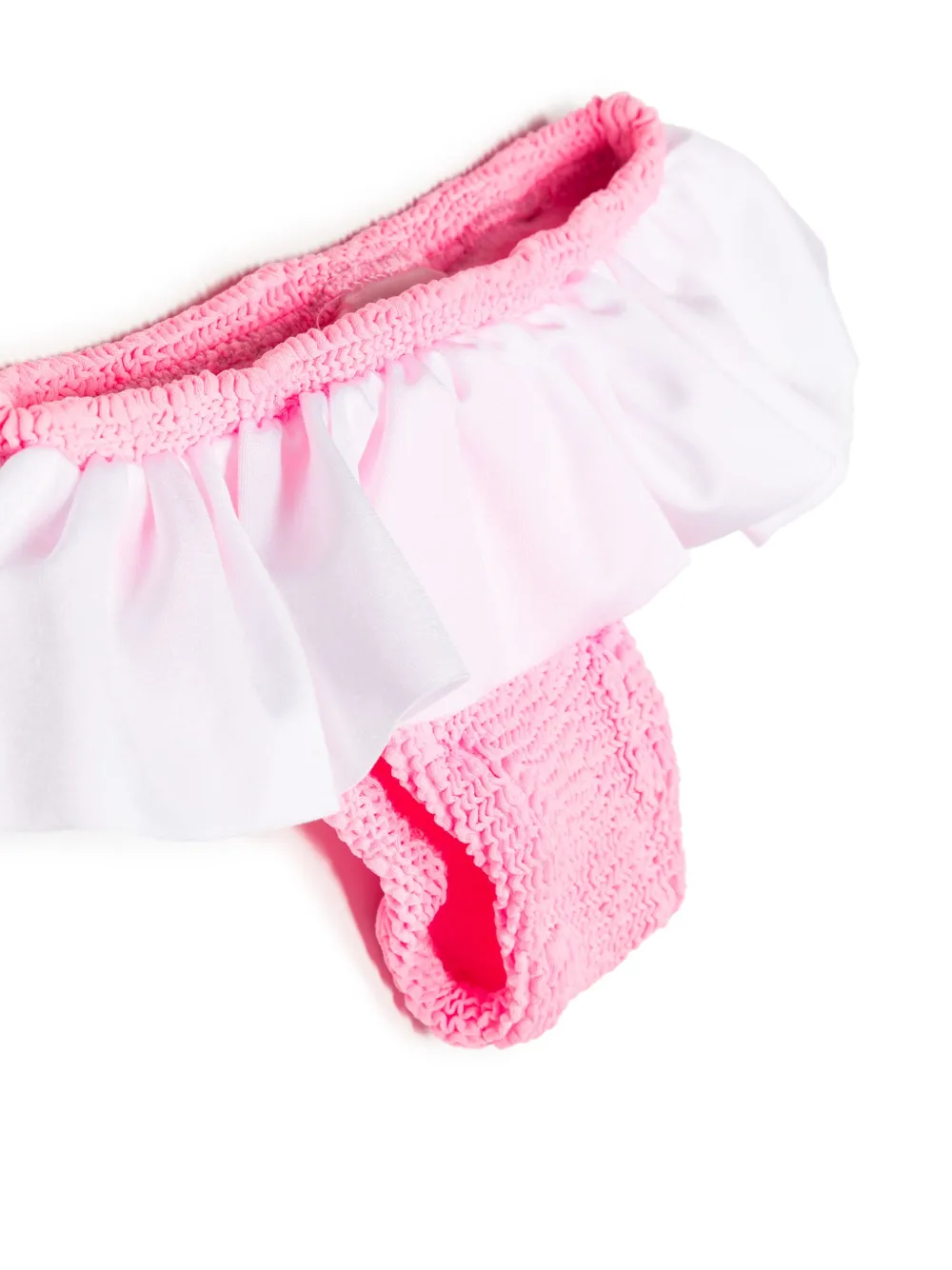 Hunza G Seersucker-texture Ruffled Bikini In Pink