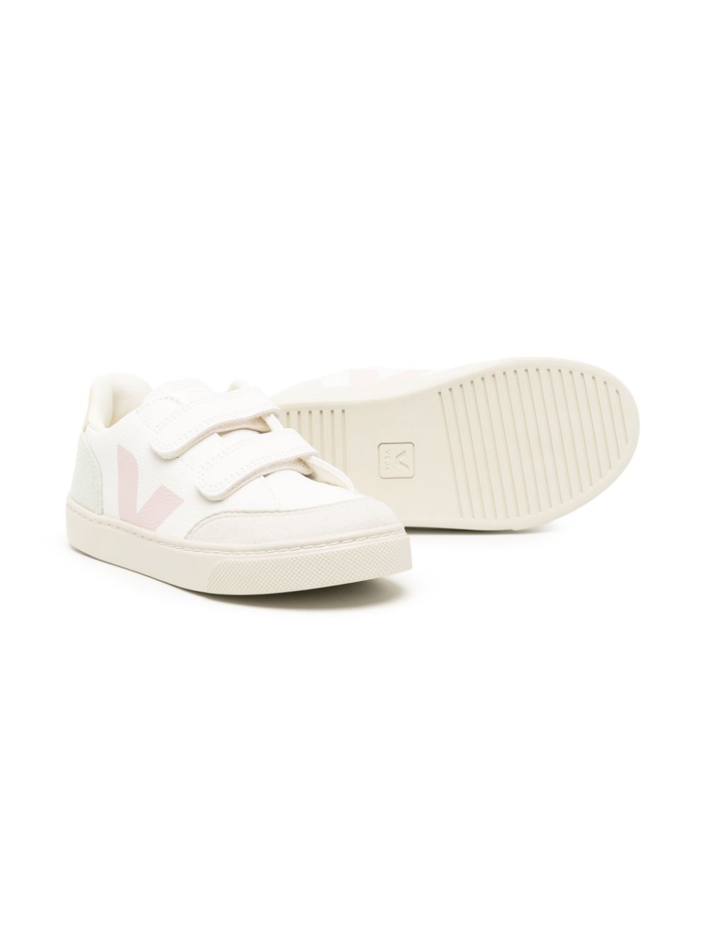 VEJA Kids V-12 touch-strap leather sneakers - Grijs