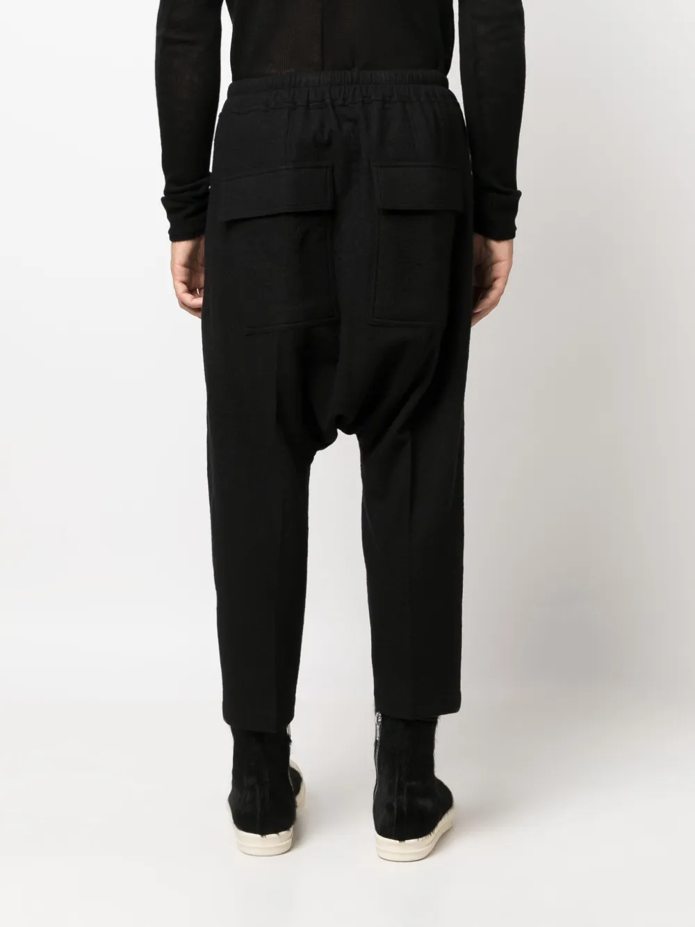 Rick Owens Drop-crotch Virgin-wool Trousers In Black